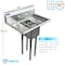 Amgood Stainless Steel 1 Compartment Utility Sink with 10 in. Left and Right Drainboards. No Faucet SINK 101410-10LR - NO FAUCET - alternate 2